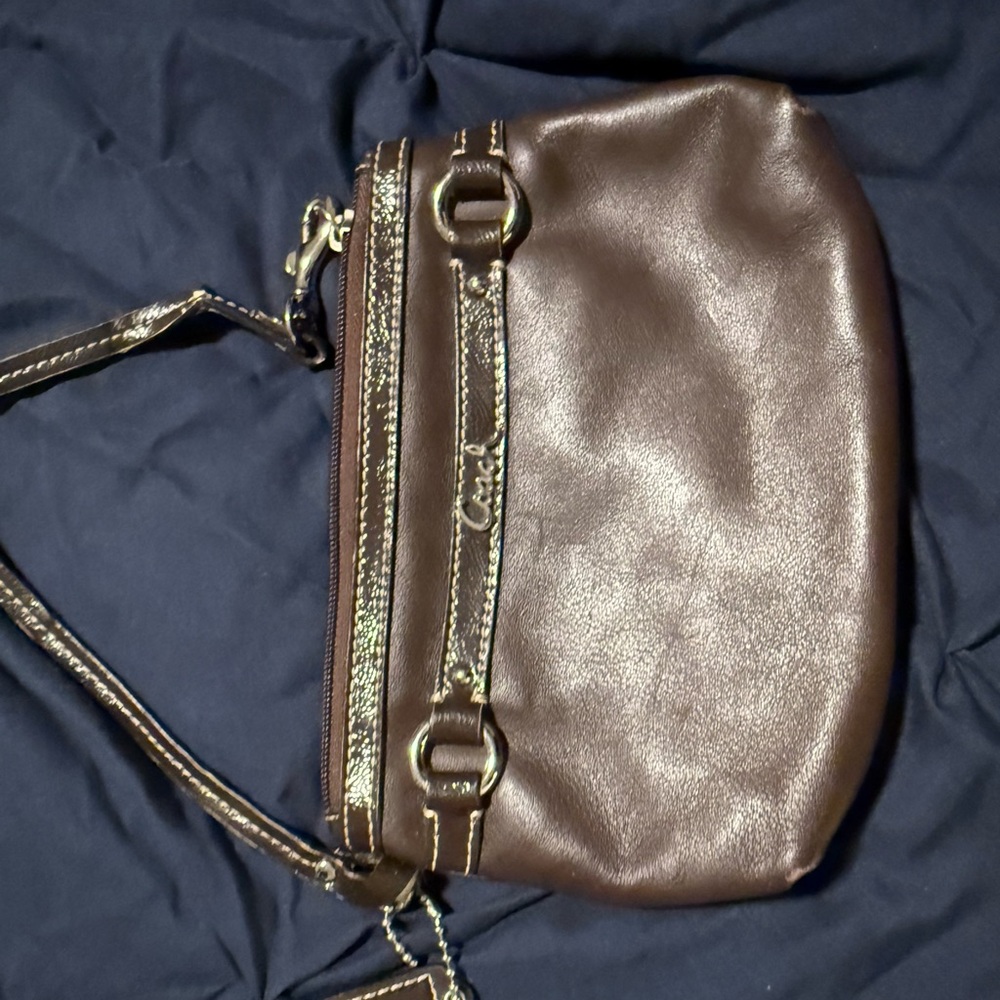 Coach Small Brown Leather Wristlet